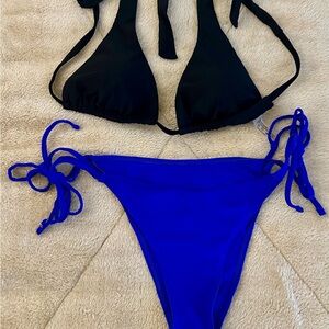 Vibrant Black and Blue Triangle Bikini Set‎